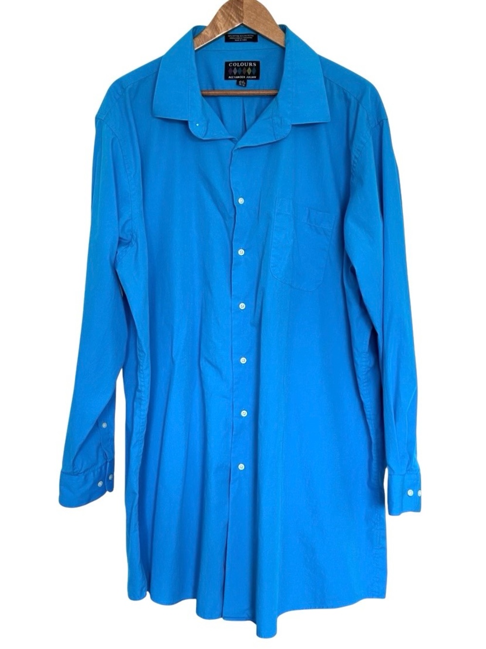 Colours Alexander Julian Shirt Men’s 3XLT Blue Button Up Long Sleeve Pocket Top